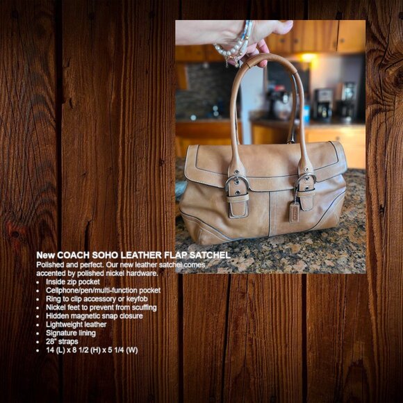 Vintage COACH Soho Flap Satchel in british tan - Picture 5 of 9